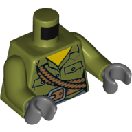 Torso Shirt, Pocket, Belt, Robe Around Chest Print, Olive Green Arms, Dark Bluish Gray Hands Olivgrün