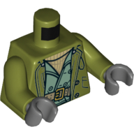 Torso Jacket over Sand Green Vest with Belt Print (Steve Trevor), Olive Green Arms, Dark Bluish Gray Hands Olivgrün