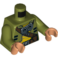 Torso Jacket with Brown Diagonal Belt and Goggles Print (Kordi), Olive Green Arms, Nougat Hands Olive Green