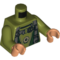 Torso Jumpsuit with Dark Green Panels, Dark Bluish Gray Straps Print, Olive Green Arms, Nougat Hands Olive Green