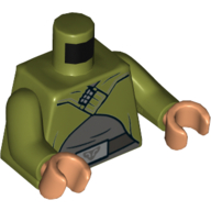 Torso Cape, Light Bluish Grey Shirt, Dark Bluish Grey Belt, Silver Belt Buckle Print, Olive Green Arms, Nougat Hands Olivgrün
