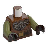 Torso, Dark Brown Scarf, Belt, Gold Belt Buckle print, Olive Green Arms, Reddish Brown Hands Reddish Brown
