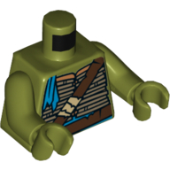 Torso Bamboo Armor, Dark Brown Should Strap and Belt, Dark Azure Bandana Ends Print, Olive Green Arms and Hands Olive Green
