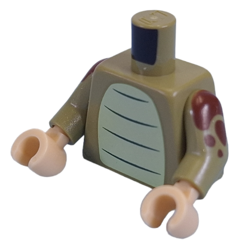 Torso, Yellowish Green Belly with Dark Green Strips, Reddish Brown Spots on Arms, Back print, Olive Green Arms, Tan Hands Olivgrün