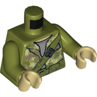 Torso Hooded Sweater, Camouflage over Sand Blue Shirt, Diagonal Belt and Pouches Print (Endor Rebel Trooper), Olive Green Arms, Tan Hands Olive Green