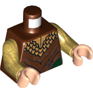 Torso Elven Armour with Gold Collar Print, Pearl Gold Arms, Light Nougat Hands Reddish Brown