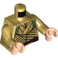 Torso Robe with Woven Gold Strips and Dark Red Belt Print (Elrond), Pearl Gold Arms, Light Nougat Hands Pearl Gold