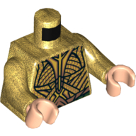 Torso Armor Elaborate with Metallic Gold Plates and Dark Green Belt Print, Pearl Gold Arms, Light Nougat Hands Pearl Gold