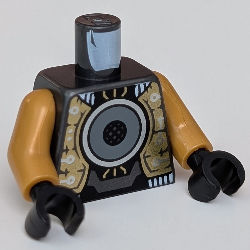 Torso Jacket, Speaker on Chest, Gold Plating print, Pearl Gold Arms, Black Hands Schwarz