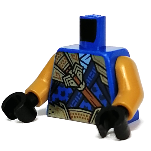 Torso Armor, Gold Belt and Shoulder Pads over Robes print, Pearl Gold Arms, Black Hands Blau