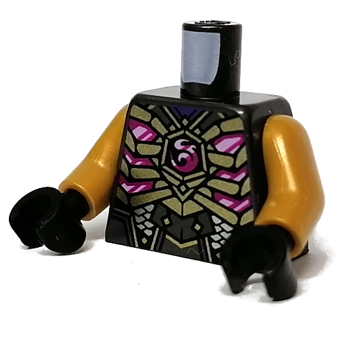 Torso Armor, Silver Panels, Gold Ribs, Purple Crystals print, Pearl Gold Arms, Black Hands Pearl Titanium
