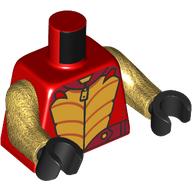 Torso, Yellow Armor, Necklace, Dark Red Belt print, Pearl Gold Arms, Black Hands Rot