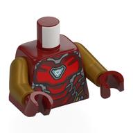 Torso, Iron Man Mark 85, Armor, Triangle Arc Reactor print, Pearl Gold Arms, Dark Red Hands Dunkelrot