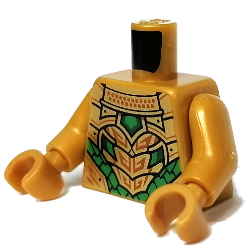 Torso Armor with Green Stones print, Pearl Gold Arms and Hands Pearl Gold