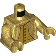 Torso Robes, Open over Vest with Pocket and Buttons, Dark Red Lines Print, Pearl Gold Arms and Hands Pearl Gold