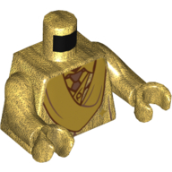 Torso Robes, Sash Collar, Tie, Dark Red Lines Print, Pearl Gold Arms and Hands Perlgold