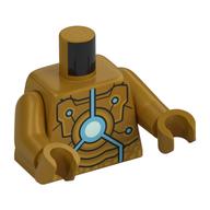 Torso, Black/Bright Light Blue/White Circular Circuitry print, Pearl Gold Arms and Hands Perlgold