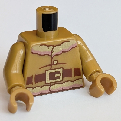 Torso Santa Jacket with Fur and Reddish Brown Belt Print, Pearl Gold Arms and Hands Pearl Gold