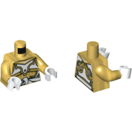Torso Armor with White Panels and Tied Sash Belt, Pearl Gold Arms, White Hands Perlgold