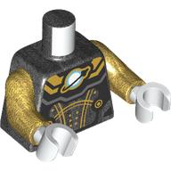 Torso Space Suit, Gold Lines, Classic Space Logo Print, Pearl Gold Arms, White Hands Pearl Titanium
