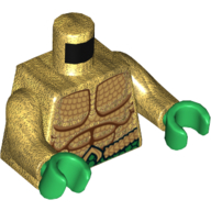 Torso Jumpsuit, Muscles, Green Belt with 'A' Buckle Print, Pearl Gold Arms, Green Hands Pearl Gold