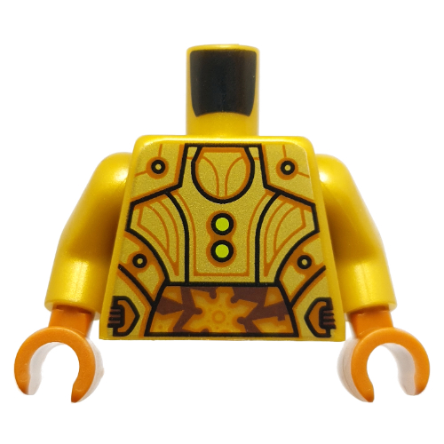 Torso, Droid Panels, Dark Orange Lines, Lime Lights print, Pearl Gold Arms, Dark Orange Hands Perlgold