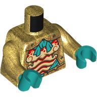 Torso, Armour, Bright Light Yellow/Red Shrimp Chest print, Pearl Gold Arms, Dark Turquoise Hands Pearl Gold