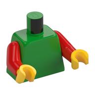 Torso, Red Arms, Yellow Hands [Plain] Bright Green