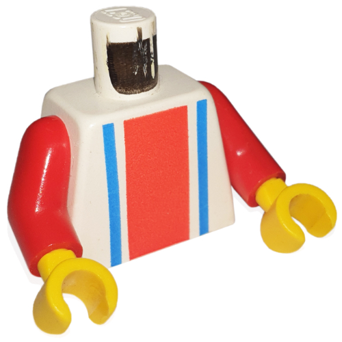 Torso Vertical Striped Red/Blue Print, Red Arms, Yellow Hands Weiß