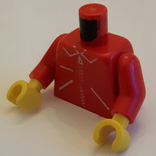 Torso Jacket with Straight Zipper Print, Red Arms, Yellow Hands Red