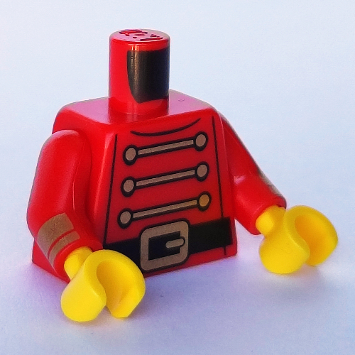 Torso Jacket, Soldier Uniform with Gold Laces, Black Belt print, Red Arms, Yellow Hands Red