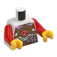 Torso Armor, Red Jewel (Eye), Gold Crown, Gold and Lavender Decorations print, Red Arms, Yellow Hands Weiß