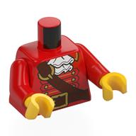 Torso, Captain JAcket, Gold Buttons, Dark Brown Strap, Belt, White Ruffles print, Red Arms, Yellow Hands Rot