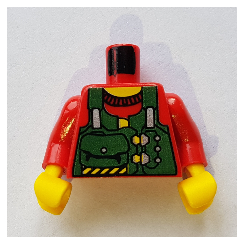 Torso Vest, Green with Pouches Print (Bandit), Red Arms, Yellow Hands Red