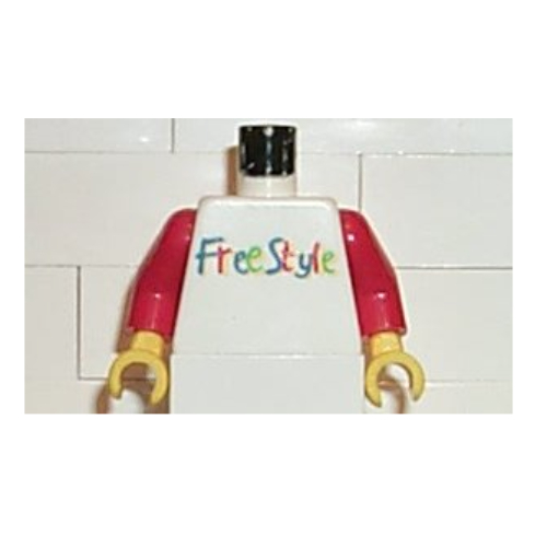 Torso FreeStyle Logo Print, Red Arms, Yellow Hands Weiß