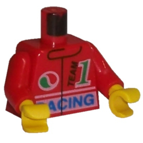 Torso Racing Jacket with Octan Logo, 'Team 1' and 'Racing' Print, Red Arms, Yellow Hands Rot