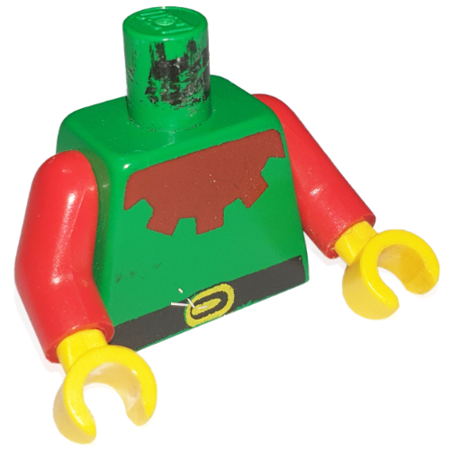 Torso Forestman Maroon Collar Print, Red Arms, Yellow Hands Grün
