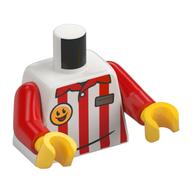 Torso, Red Striped Shirt, Smiley, ID Badge print, Red Arms, Yellow Hands White