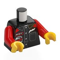 Torso, Jacket, White Tear, Red/White Badge print, Red Arms, Yellow Hands Schwarz
