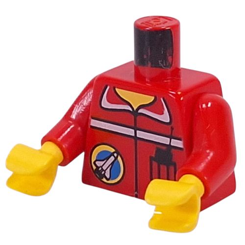 Torso Space Port Logo and Radio in Pocket Print, Red Arms, Yellow Hands Red