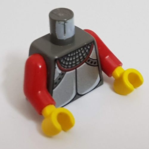 Torso Armor with Silver Plates Print, Red Arms, Yellow Hands Dunkelgrau