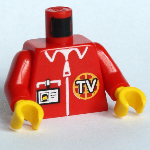 Torso Jacket with TV Logo, Zipper and ID Badge Print, Red Arms, Yellow Hands Rot