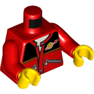 Torso Jacket with Zips, Black Top, Classic Space Logo, White Undershirt Print, Red Arms, Yellow Hands Rot