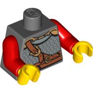 Torso Armor with Chest Strap and Belt Front and Back Print, Red Arms, Yellow Hands Dark Bluish Gray