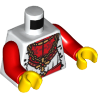 Torso Robe, Gold Chain with Cross and Fur Trim Print (King), Red Arms, Yellow Hands White