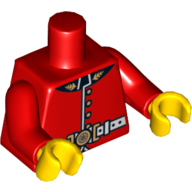 Torso Royal Guard Uniform with Gold Buttons and White Belt Print, Red Arms, Yellow Hands Rot