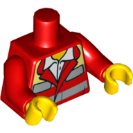 Torso Jacket, Open Collar with White Shirt, Safety Stripes, EMT Star of Life on Back Print, Red Arms, Yellow Hands Rot