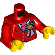 Torso Jacket, Dark Pink Cravat, Gold Rosette Print, Red Arms, Yellow Hands Red