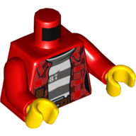 Torso Plaid Shirt over Striped Prisoner Undershirt with '87' Print, Red Arms, Yellow Hands Rot