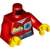 Torso Jacket with Bright Light Yellow with Blue Star of Life Logo Print, Red Arms, Yellow Hands Rot